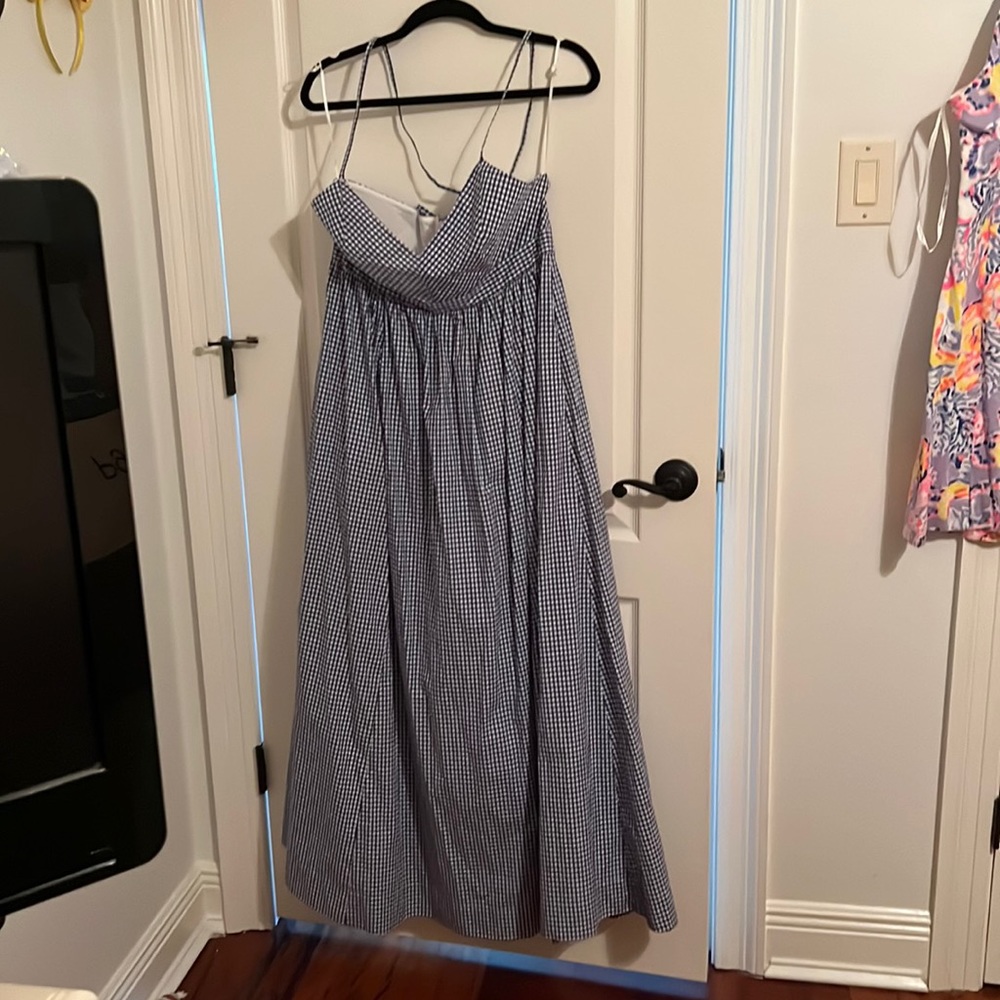 J crew gingham maxi dress size 10 EUC